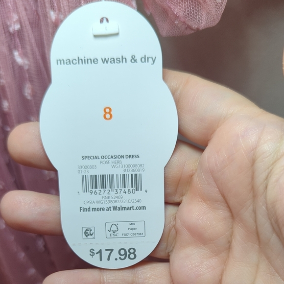 Wonder Nation Special Occasion Dress in Rose Herb Tulle NEW Girls Size 8 - Picture 4 of 8